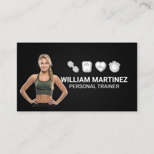 Fit Woman Smiling   Fitness Icons  Business Card
