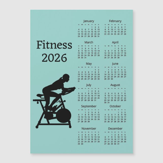 Fitness 2026 Calendar Magnetic Card (Front)