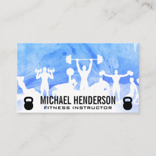 Fitness Activities   Kettle Bells   Watercolor Business Card