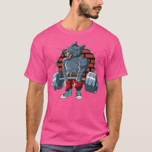 Fitness Alpha Wolf Doing Deadlift Workout Training T-Shirt