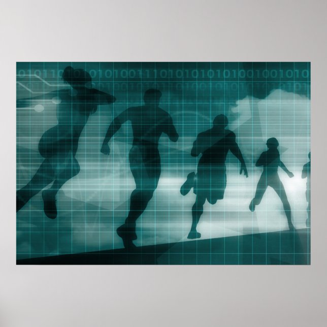 Fitness App Tracker Software Silhouette Illustrati Poster (Front)