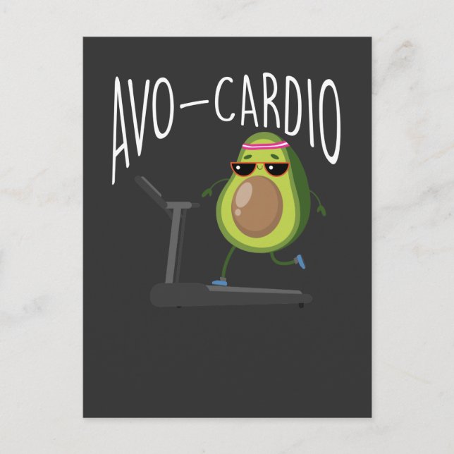 Fitness Avocado Pun Running Fruit Vegan Runner Postcard (Front)