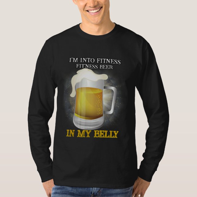 Fit'ness Beer In My Belly Gym Sarcastic Humour T-Shirt (Front)