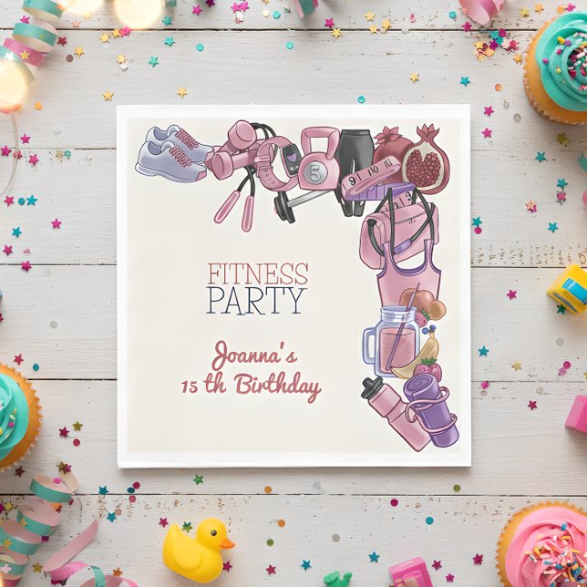 Fitness birthday party napkin (Creator Uploaded)