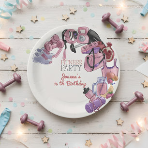 Fitness birthday party paper plate
