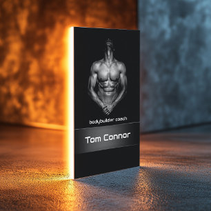 Fitness Bodybuilder Coach Black Business Card