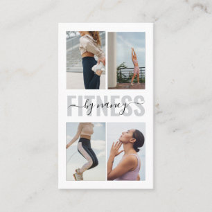 Fitness Bold Typography Photo Collage Qr Code  Business Card