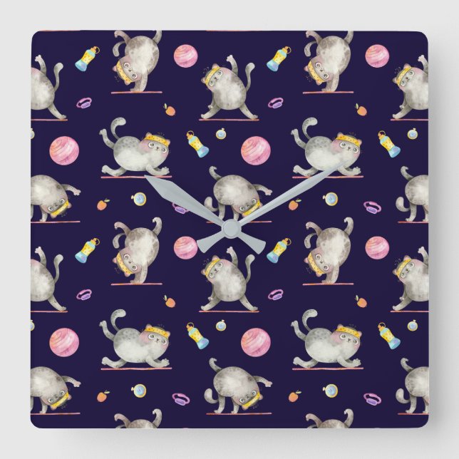 Fitness Cat Wall Clock (Front)