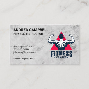 Fitness Center Man Flexing Muscles Business Card