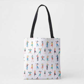 Fitness center seamless pattern vintage illustrati tote bag