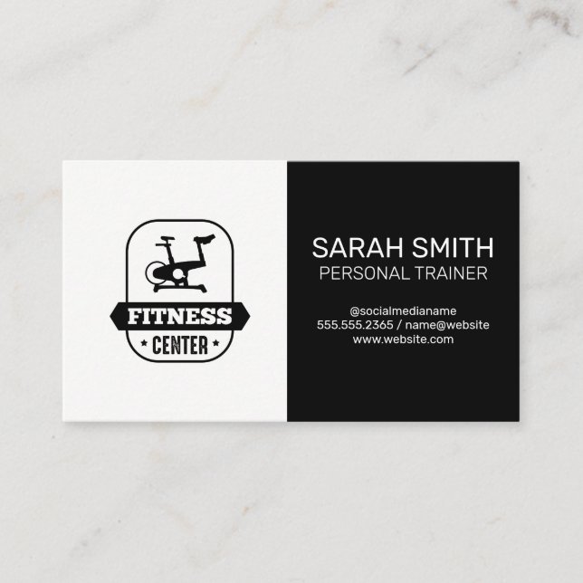 Fitness Centre Spin Bike Icon Business Card (Front)