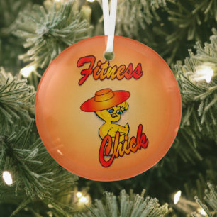 Fitness Chick #5 Glass Tree Decoration