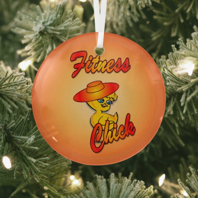 Fitness Chick #5 Glass Tree Decoration (Insitu)