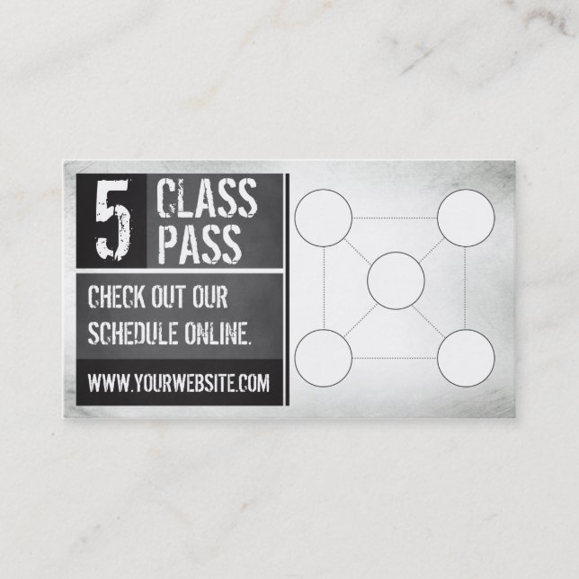 Fitness Class Business Card 5 Class Pass Card (Front)