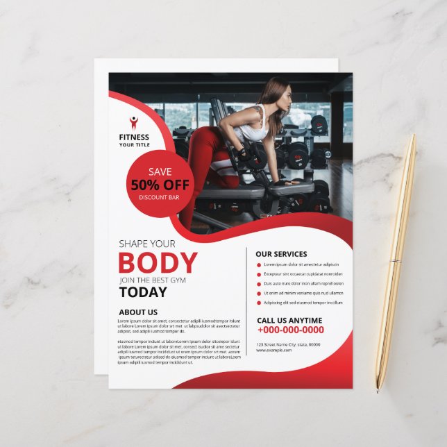 Fitness club flyer template (Front/Back In Situ)