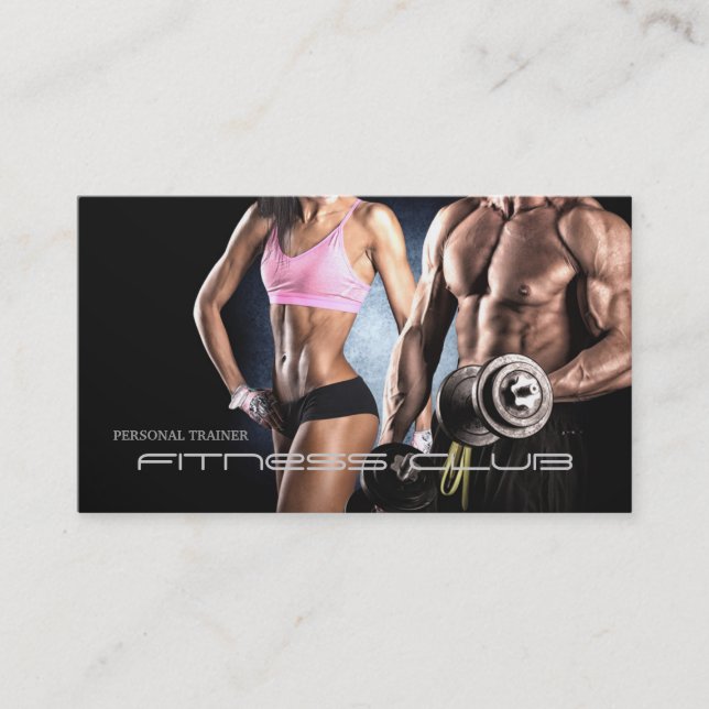 Fitness Club Personal Trainer Bodybuilder Body Business Card (Front)