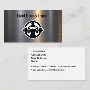 Fitness Coach And Trainer Metallic Look Business Card