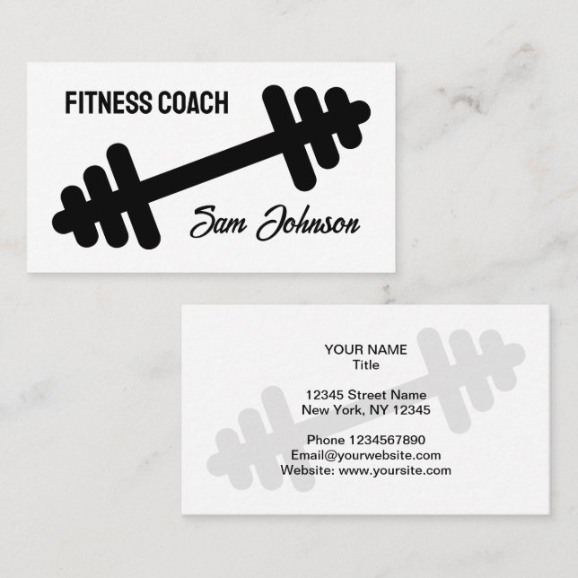 Fitness coach business card template with logo (Front/Back)