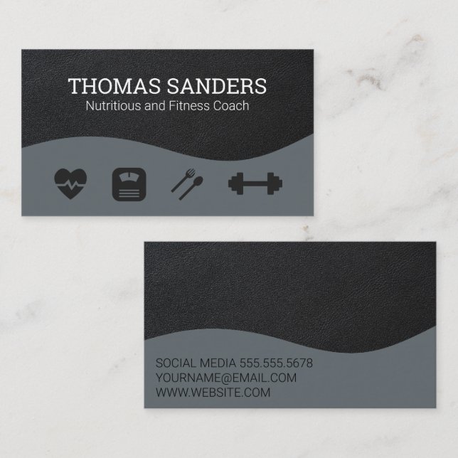 Fitness Coach | Health Icons Business Card (Front/Back)