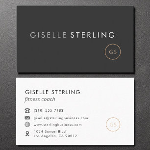 Fitness Coach Luxury Black Elegant Modern Business Card