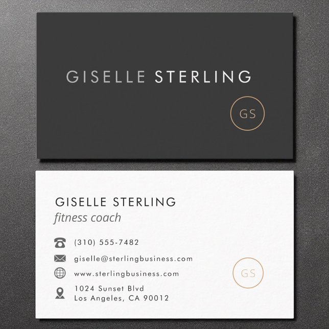 Fitness Coach Luxury Black Elegant Modern Business Card (Creator Uploaded)