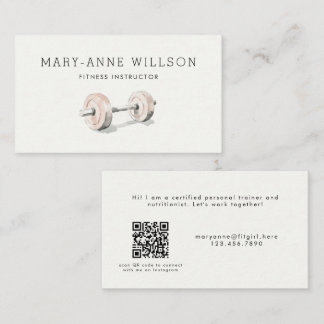 Fitness Coach Personal Trainer Feminine Dumbbell Business Card