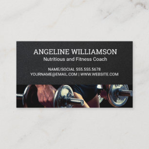Fitness Coach   Woman Holding Weights Business Card