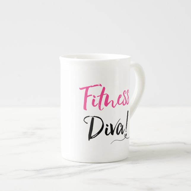 "FITNESS DIVA" BONE CHINA MUG (Front Right)