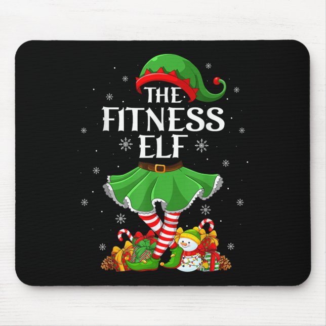 Fitness Elf Christmas Family Elf Squad Xmas Girls  Mouse Pad (Front)