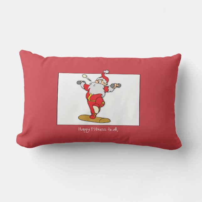 Fitness Exercise Christmas with Santa Lumbar Cushion (Front)