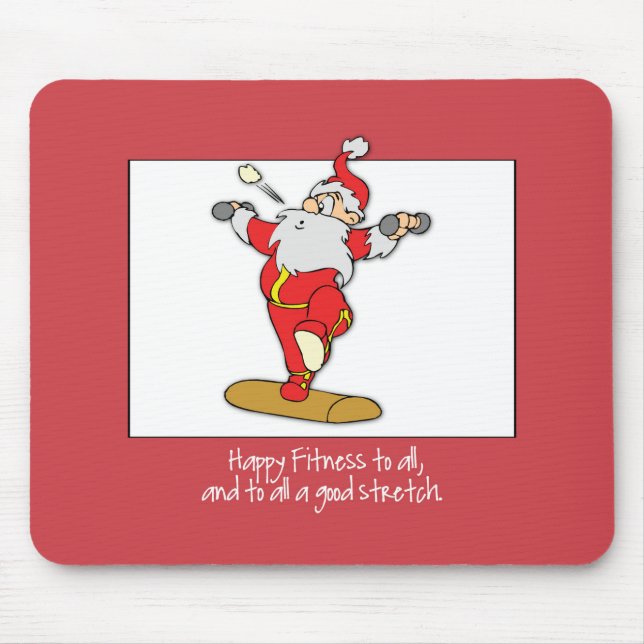 Fitness Exercise Christmas with Santa Mouse Pad (Front)