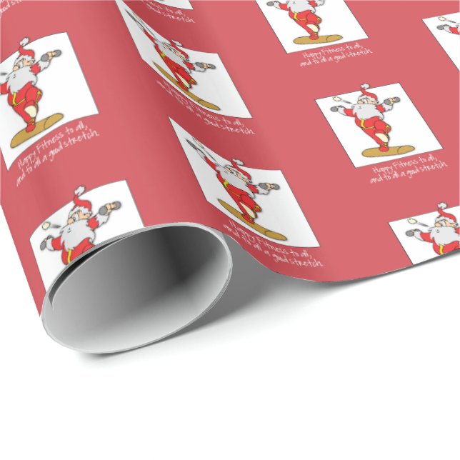 Fitness Exercise Christmas with Santa Wrapping Paper (Roll Corner)