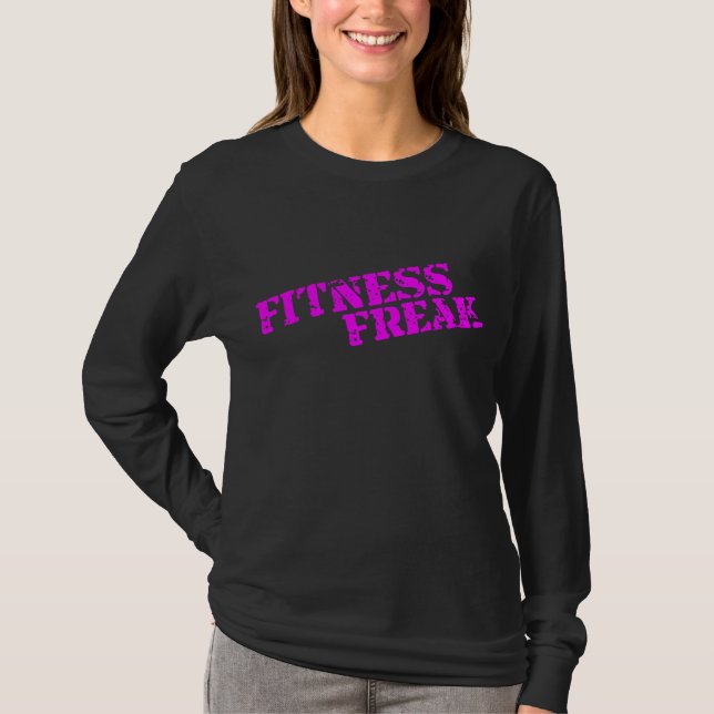 Fitness Freak Pink Ladies Long Sleeve Shirt (Front)