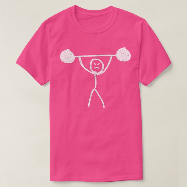 Fitness Funny Stickman Weight Lifting Squat  Gym H T-Shirt (Design Front)