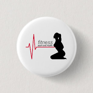 Fitness girl 3 cm round badge