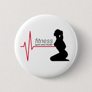 Fitness girl 6 cm round badge