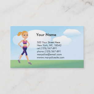 Fitness Girl Cartoon Business Card
