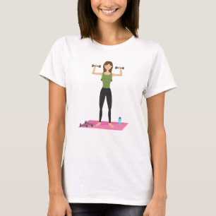Fitness Girl Illustration Weight Lifting Workout T-Shirt