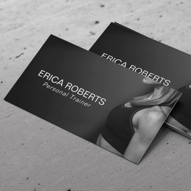 Fitness Girl Personal Trainer Black & White Business Card (Creator Uploaded)