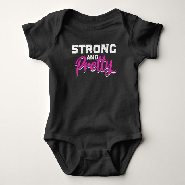 Fitness Girl Weightlifting Female Gym Workout Baby Bodysuit (Front)