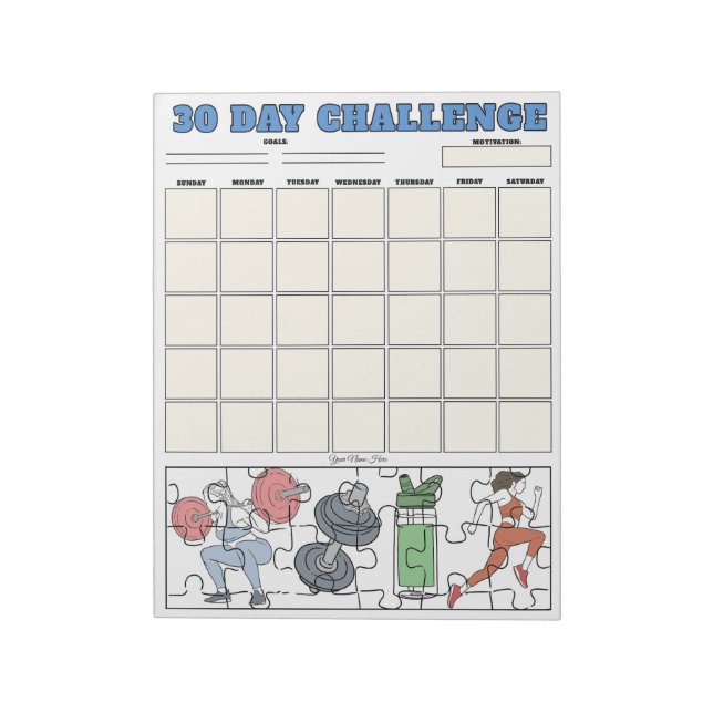 Fitness Goal Planner Custom Notepad (Rotated)