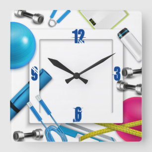 Fitness great square wall clock