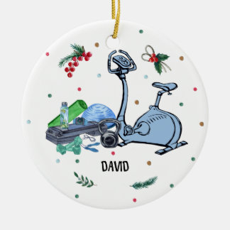 Fitness Gym Christmas Ornament, Body Builder Ceramic Tree Decoration