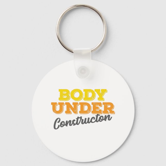 Fitness Gym Gift Body Under Construction Gift Key Ring (Front)