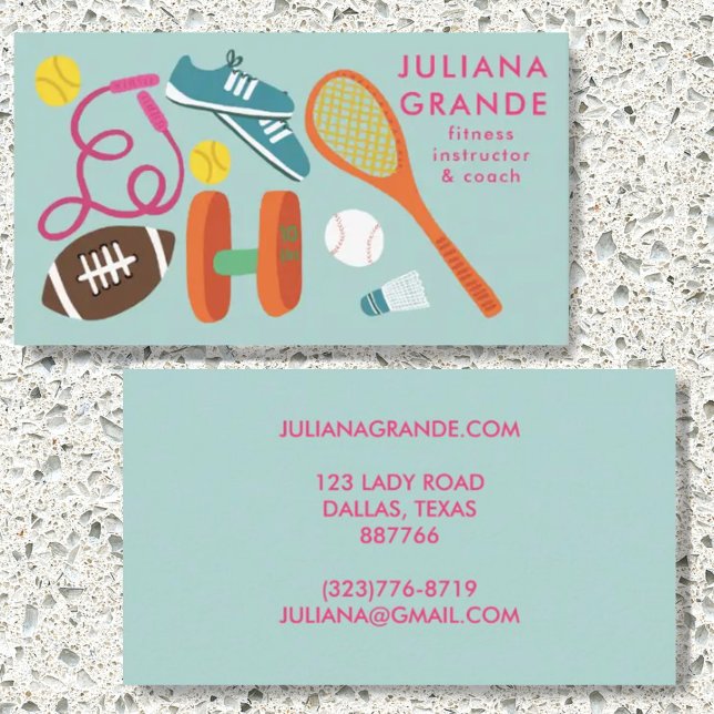 Fitness Gym Trainer Coach Sports CUSTOM Charming   Business Card (Creator Uploaded)