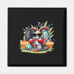 Fitness Gym Workout Egg Hunt Boxing Easter Bunny Magnet