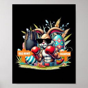 Fitness Gym Workout Egg Hunt Boxing Easter Bunny  Poster