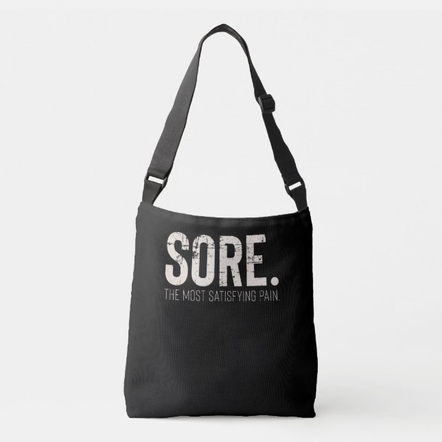Fitness Gym Workout Motivational Quote Crossbody Bag (Front)