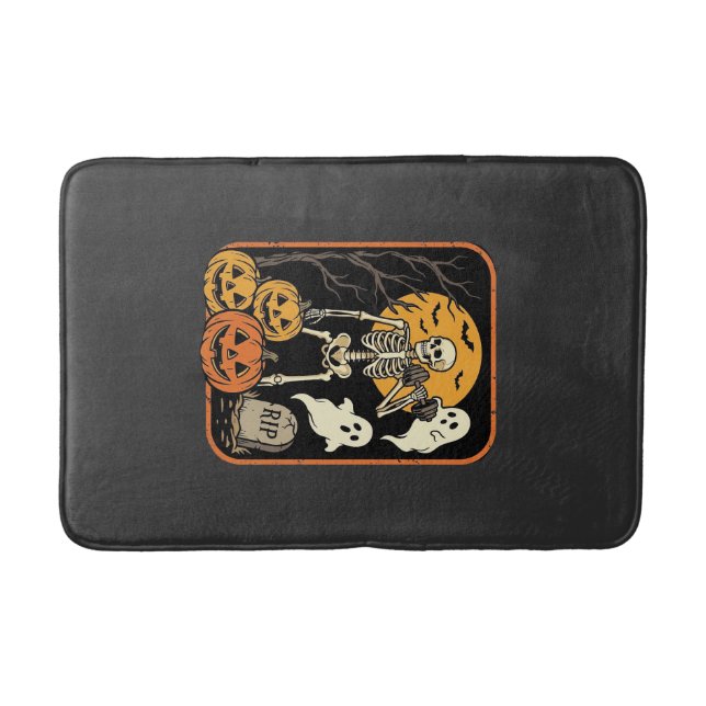 Fitness Halloween Skeleton Ghost Pumpkin Workout D Bath Mat (Front)