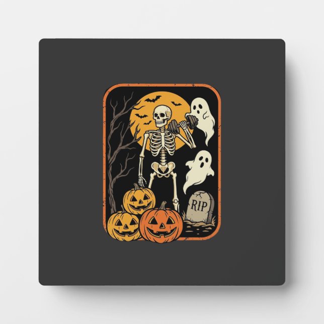 Fitness Halloween Skeleton Ghost Pumpkin Workout D Plaque (Front)